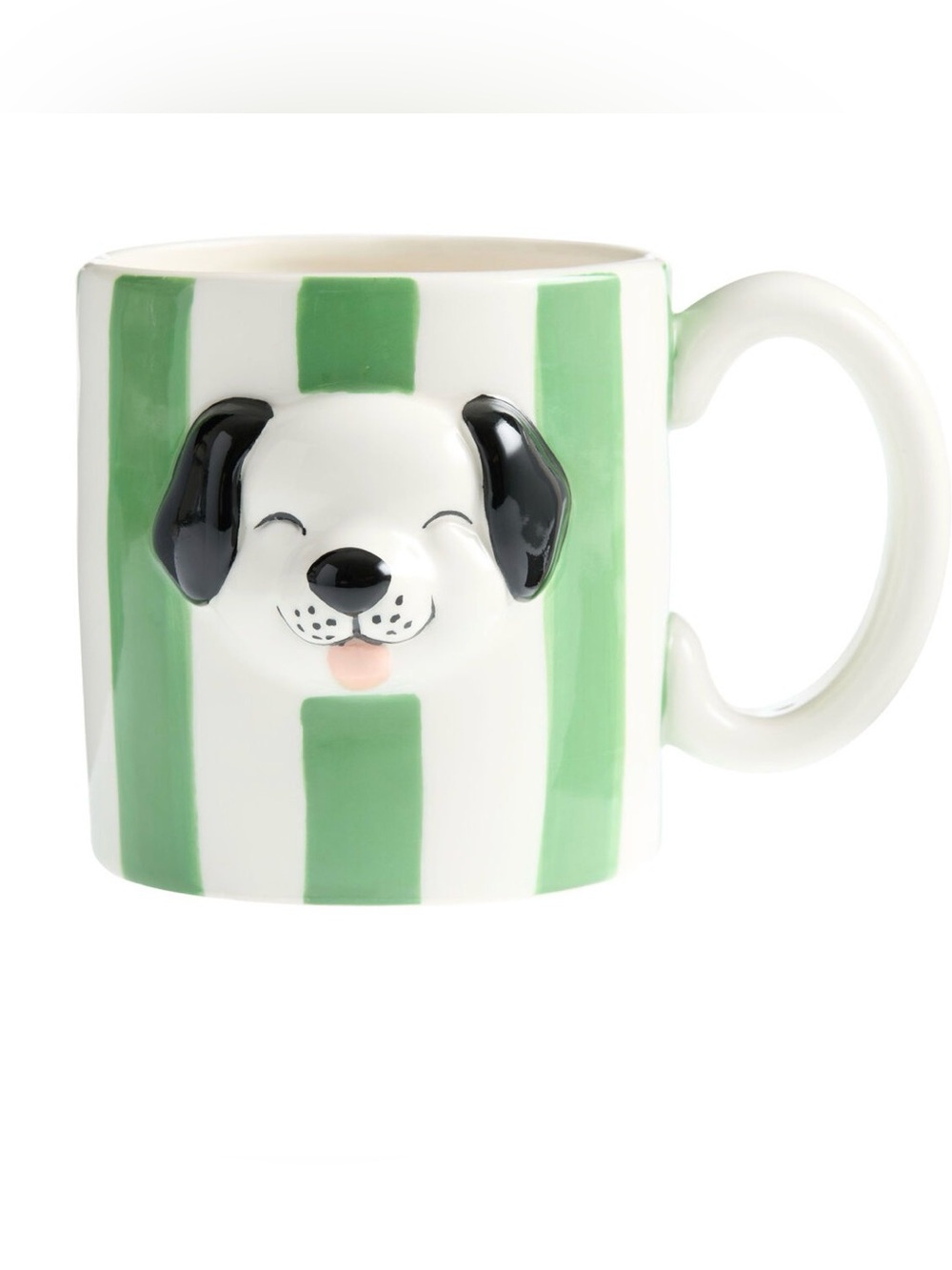 1 Dog Lover Striped Dimensional Hand Painted Ceramic Mug NWT World Market